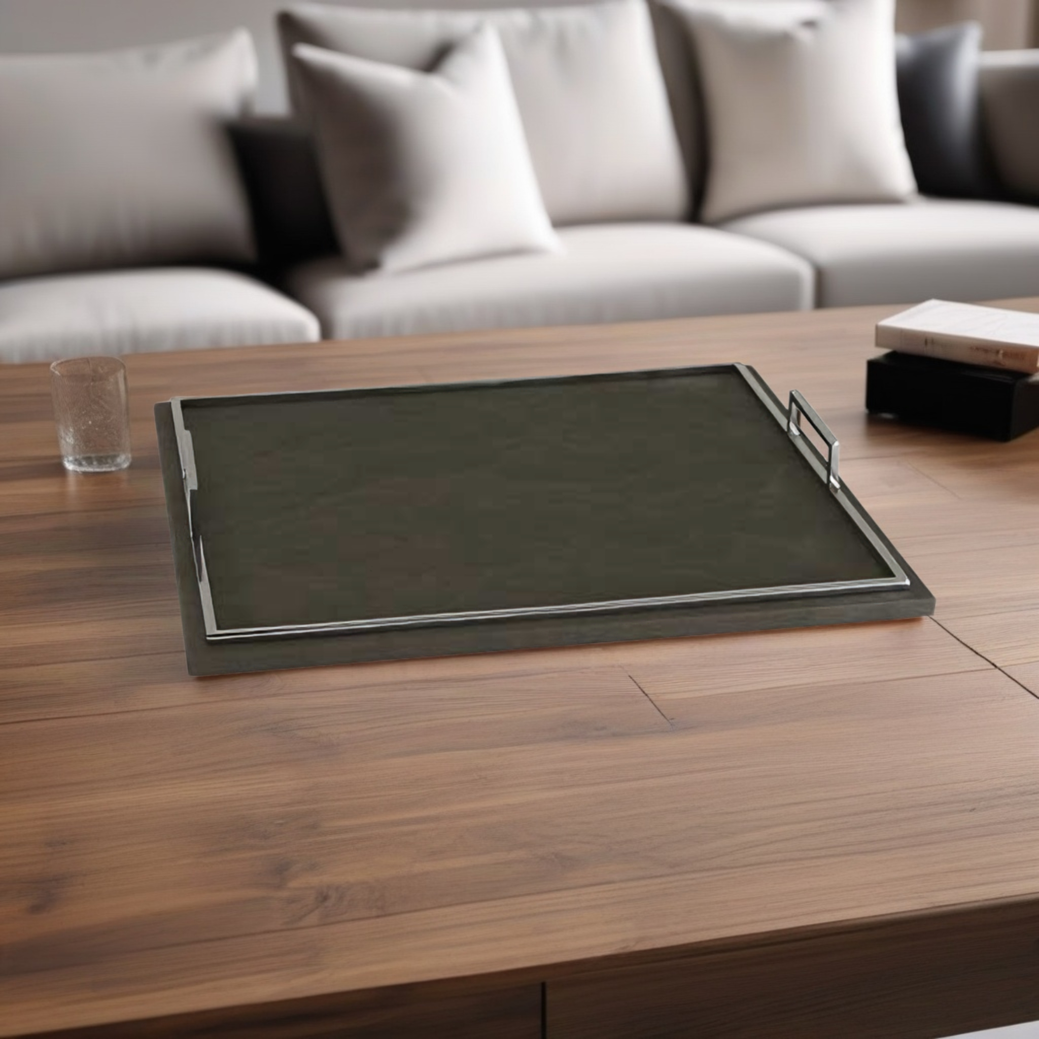 BANDEJA QUADRADA ASA MADEIRA ESPELHADA MODALI DESIGN