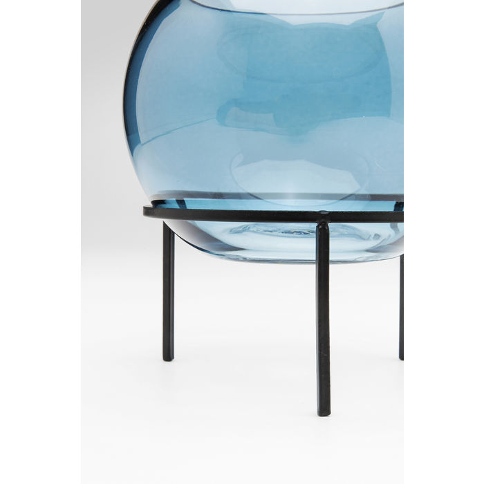 VASO REDONDO AZUL C/ SUPORTE VIDRO 