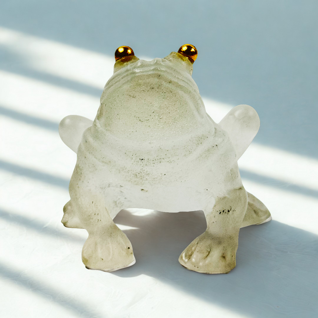 ESCULTURA MINI SAPO EM CRISTAL BRANCO FOSCO DAUM