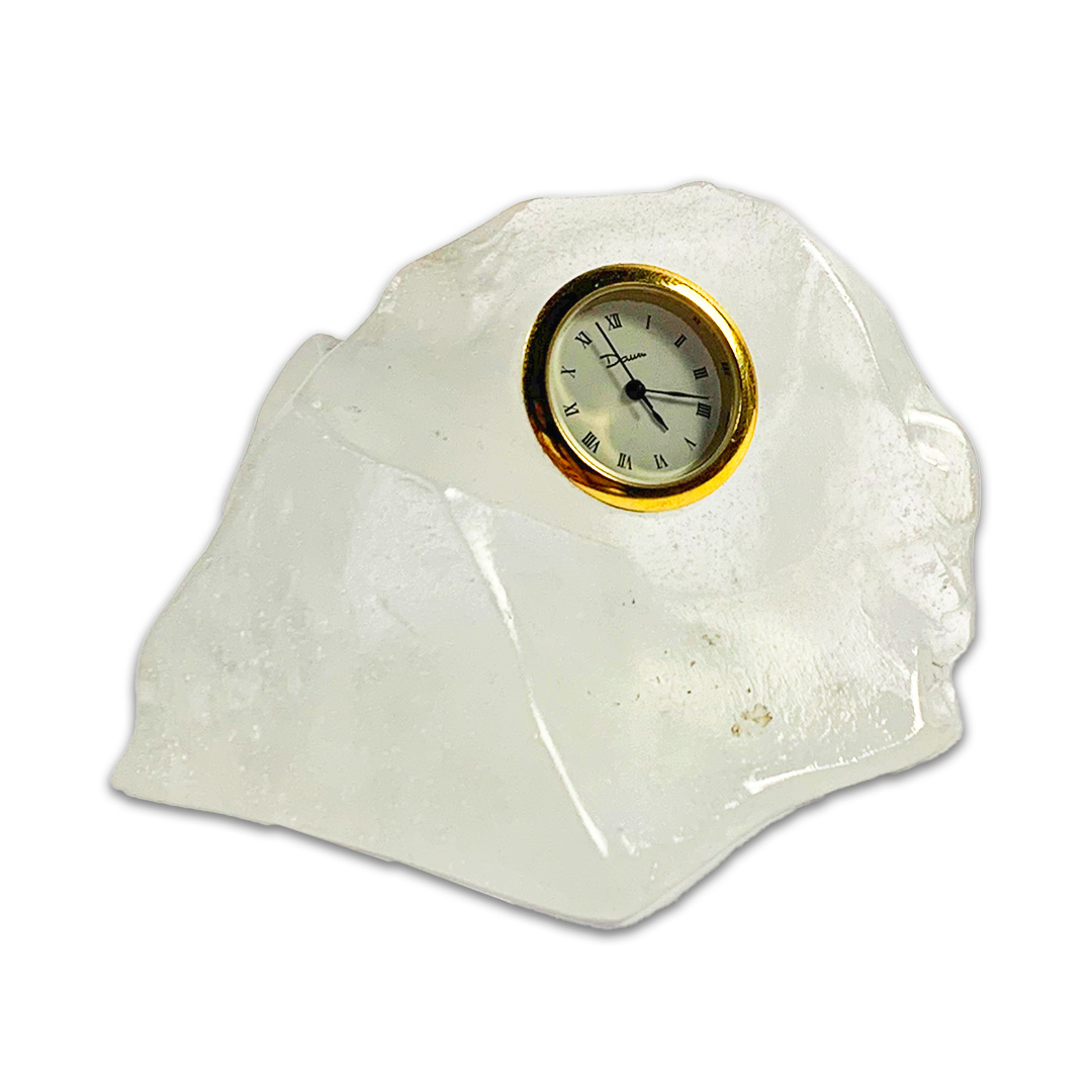 RELOGIO MESA ROCHE CRISTAL BRANCO FOSCO DAUM