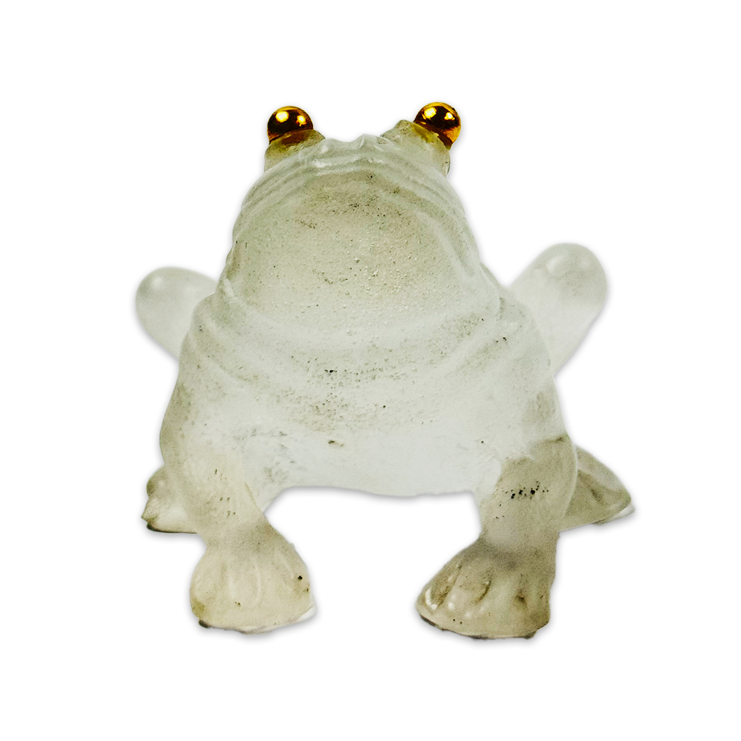 ESCULTURA MINI SAPO EM CRISTAL BRANCO FOSCO DAUM