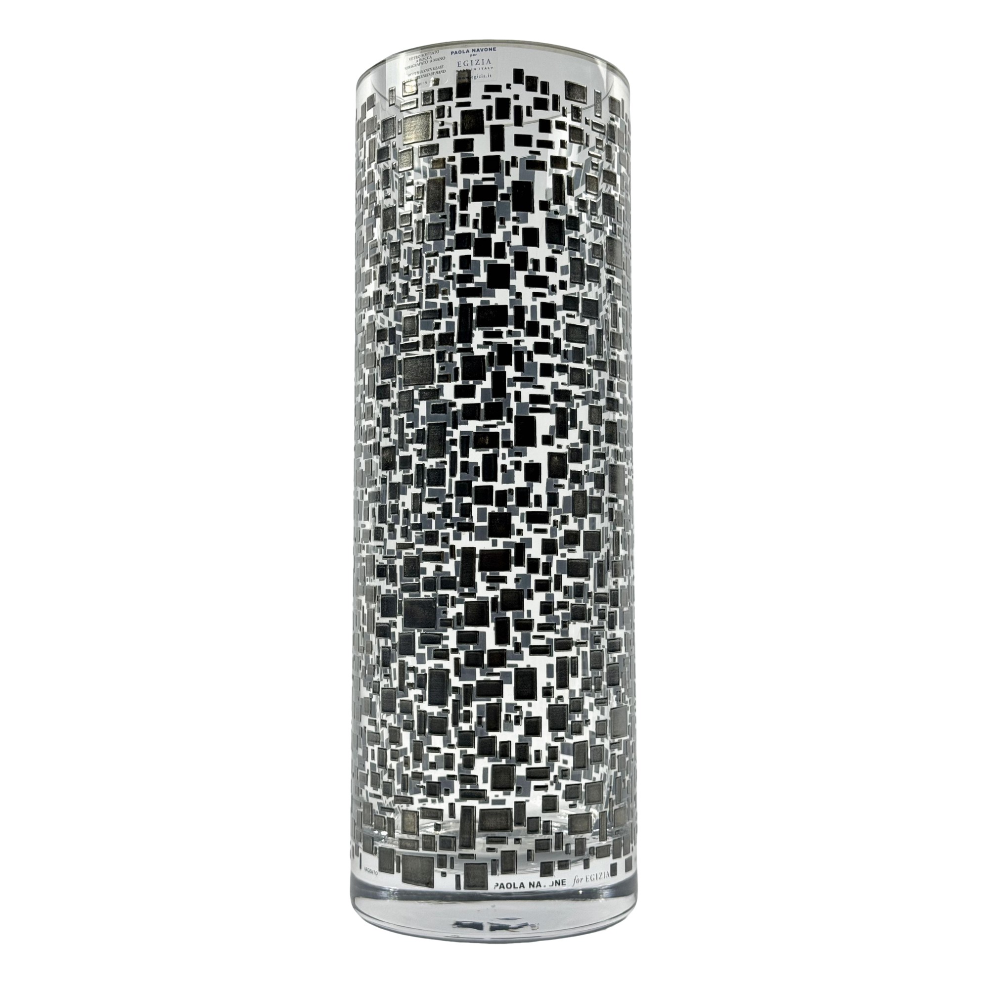 VASO QUADROTTO CRISTAL C/PRATA EGIZIA