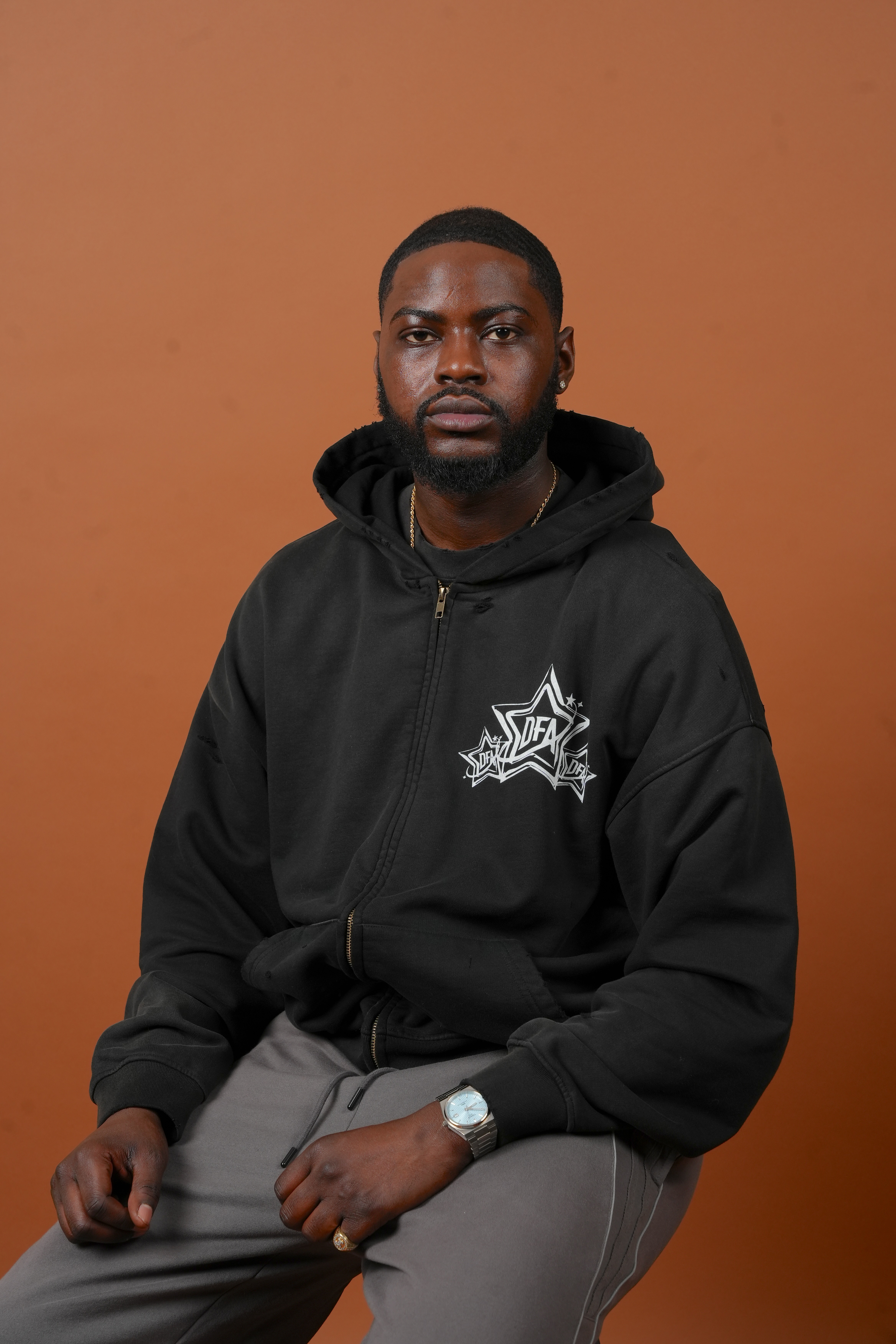 Distressed Zip-Up Hoodie