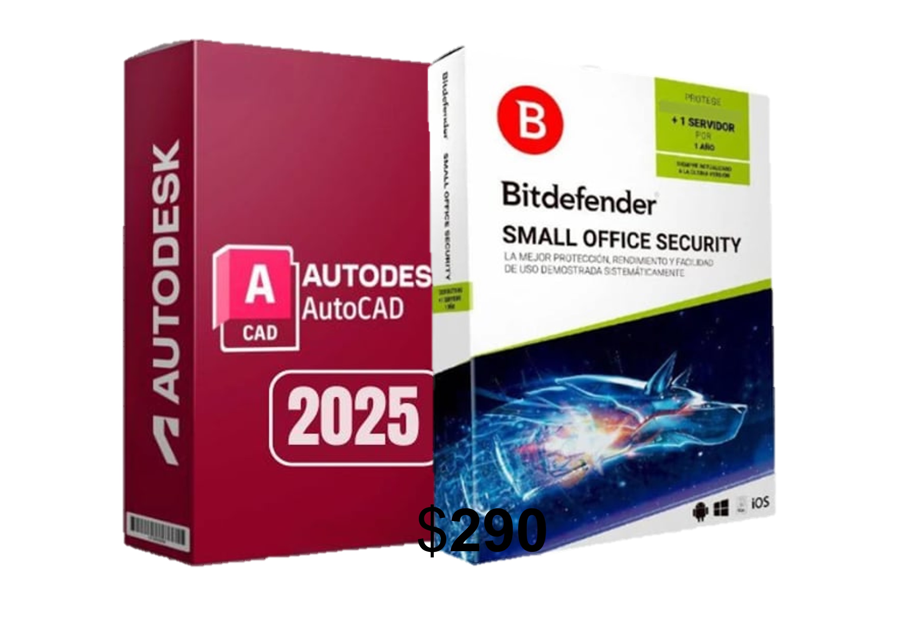 Autocad 2025 Edu 1 año mas Bitdefender Small Office 5 dispositivo / 1 año
