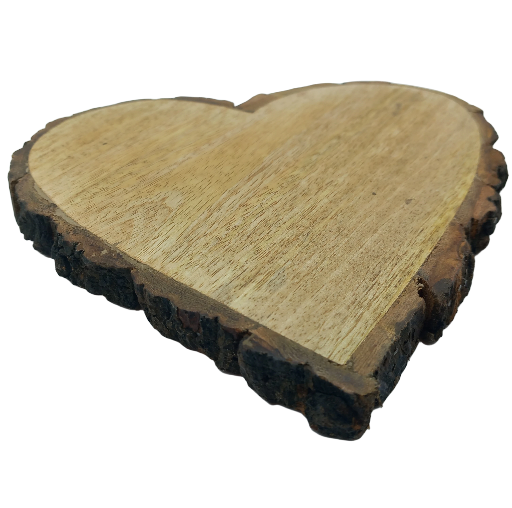 Heart Shaped Log Slice 18 x 18 x 1.5 cm (approx)