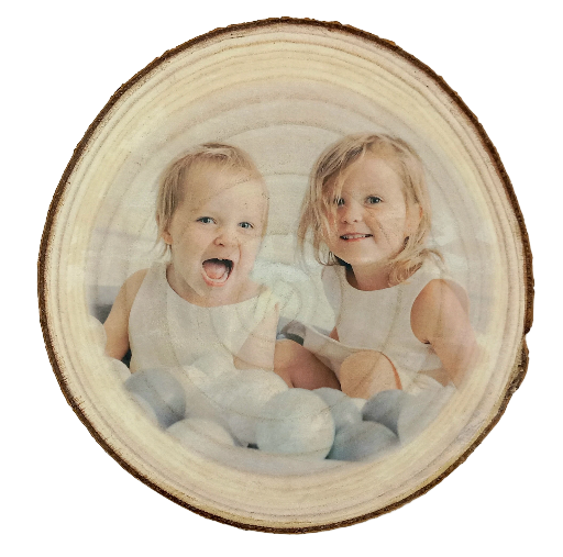 Log Slice featuring young sisters