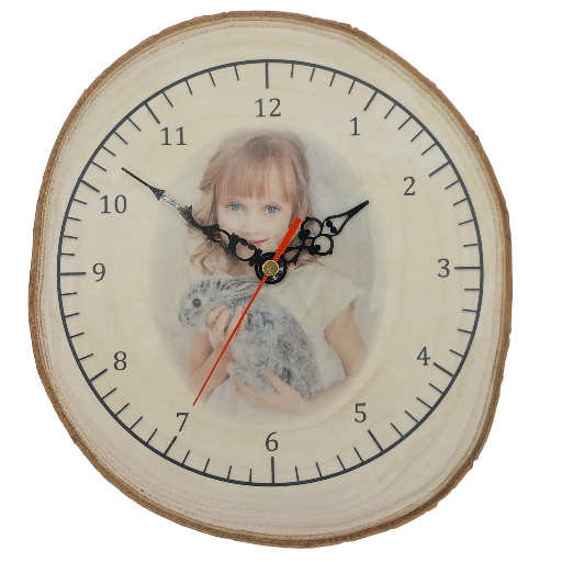 Personalised Clock - Young Girl and Rabbit. 