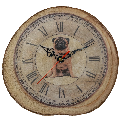 Personalised Clock - Dog, Pug 