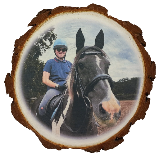 Log Slice featuring Smiling Girl on her Horse