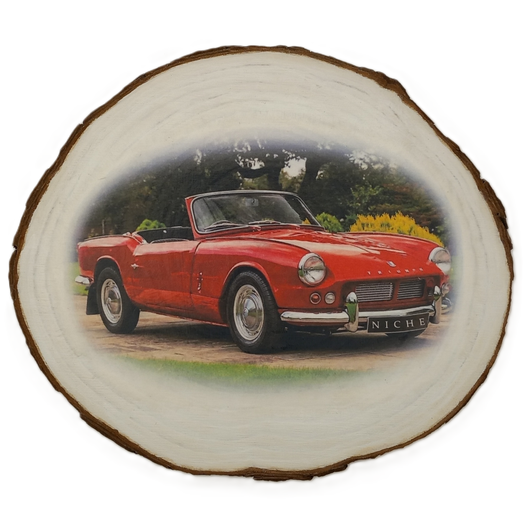 Log Slice featuring Vintage Car