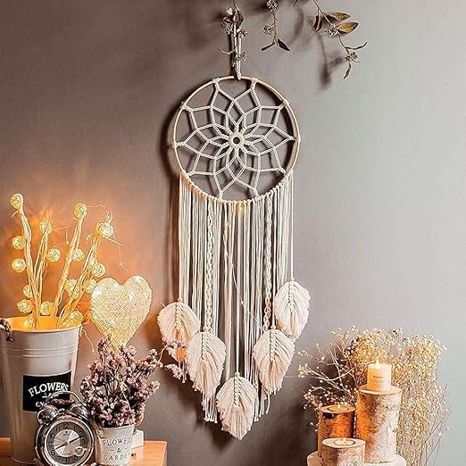 Cotton Macrame Dream Catcher Type Woven Feather Wall Hanging Handmade Dreamcatcher Boho Tassels Decoration Home Decor Ornament Craft
