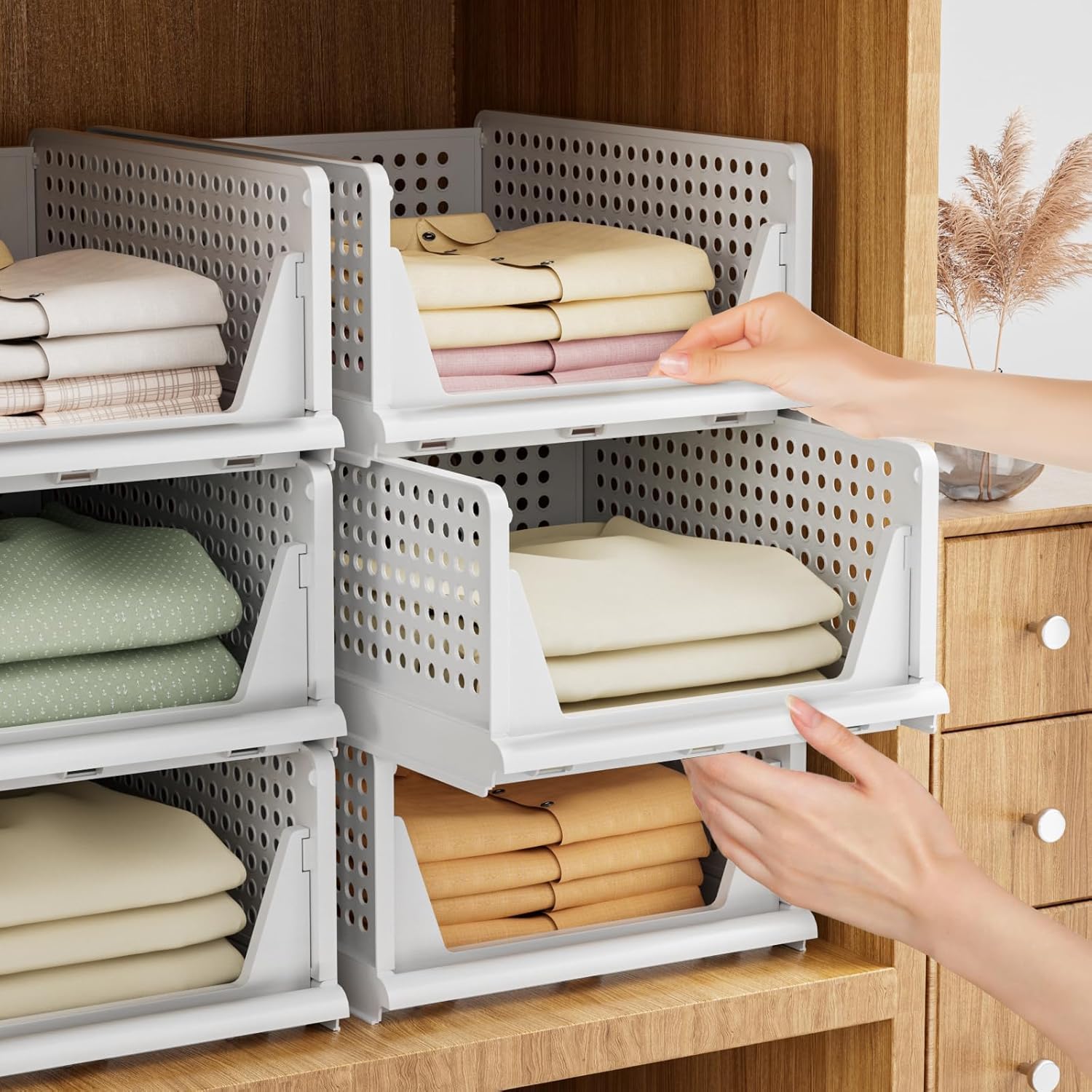 HOMIFLY Set of 3 Large Foldable Cloth Storage Organizer