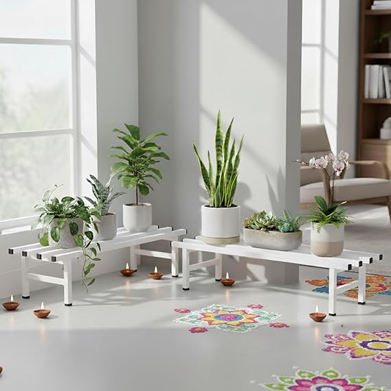  Rectangular Plant Stand Anti-Rust Metal Shelf Flower Pot Holder Outdoor & Indoor Planters