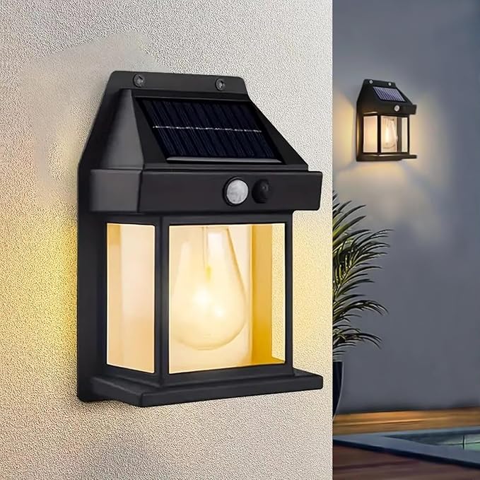 Solar Wall Lights Outdoor Motion Sensor Auto Chargeable Exterior LED Sconce Front Porch Security Tungston Lamps Waterproof for Patio Garden