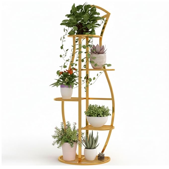 Multi-Tiered Metal Flower Pot Stand - Indoor 6 Layer Tier Iron Plant Pot Display Plant Pot Holder Tall Plant Flower Shelf for Living Room Balcony Living room & Court Garden