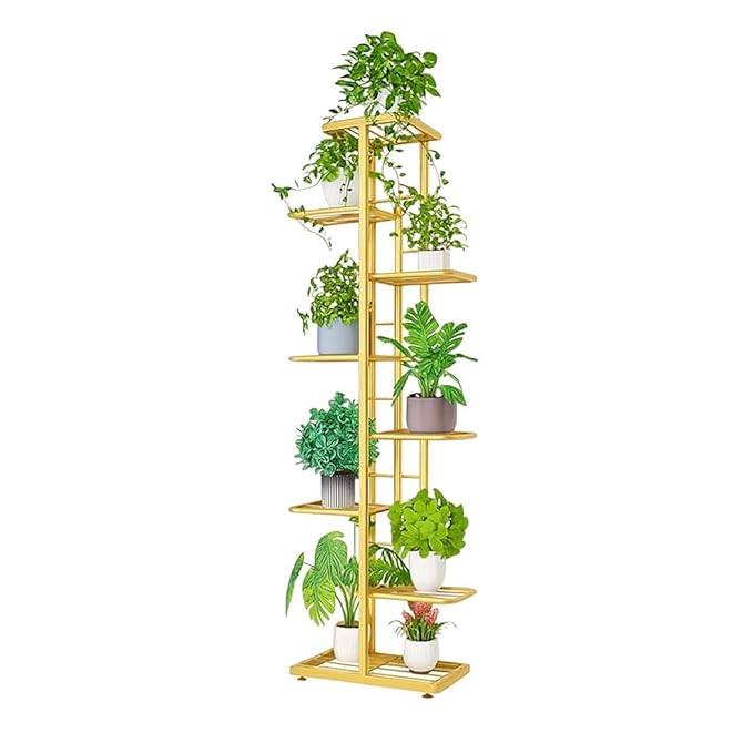 Tier Folding Metal Plant Stand Indoor 8 Tier 9 Potted with Gardening Tools and Gloves, Multiple Flower Pot Holder Display Rack for Patio