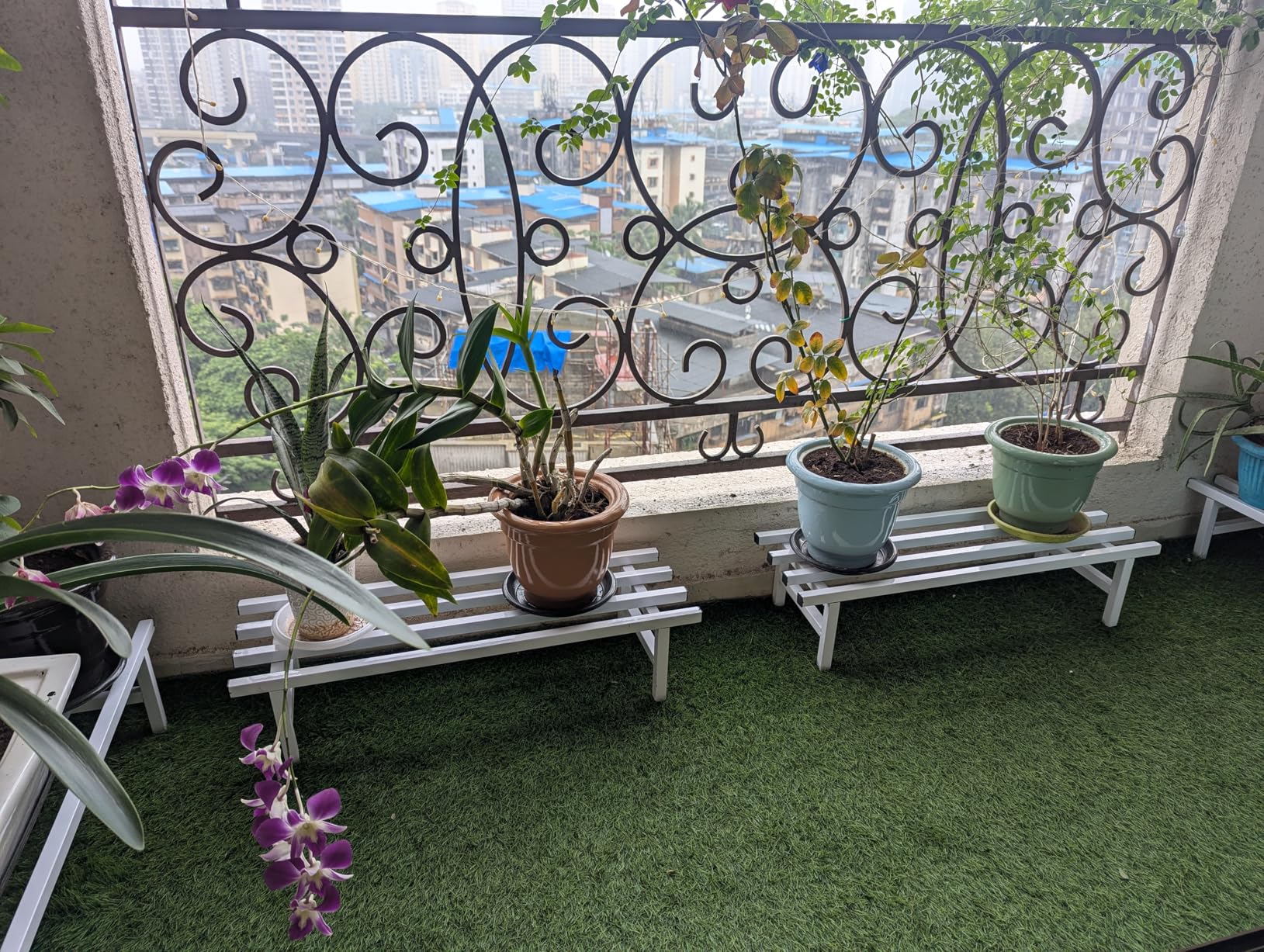  Rectangular Plant Stand Anti-Rust Metal Shelf Flower Pot Holder Outdoor & Indoor Planters