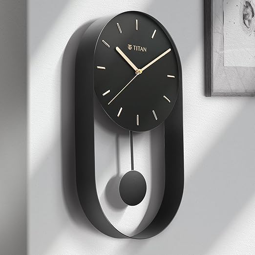 Titan Modern Metallics Pendulum Analog Clock - Black 
