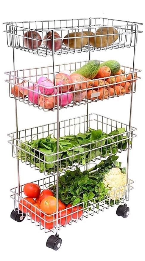 Metal Storage Basket Trolley