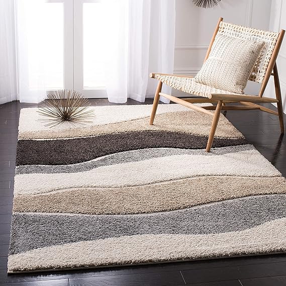 Carpet for Hall Modern Grey, Brown & Beige Area Rug Microfiber Soft Plush Fluffy Shaggy Carpet