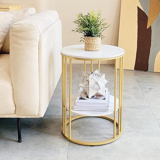 Circle Accent Table for Small Spaces Metal Nightstand