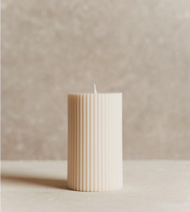 Small Fluted Ribbed Pillar Candle