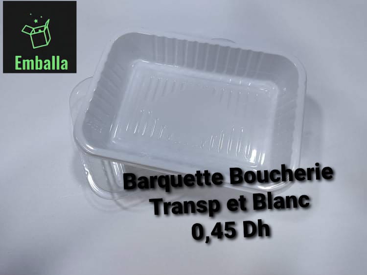 Barquette Boucherie Transp et Blanc