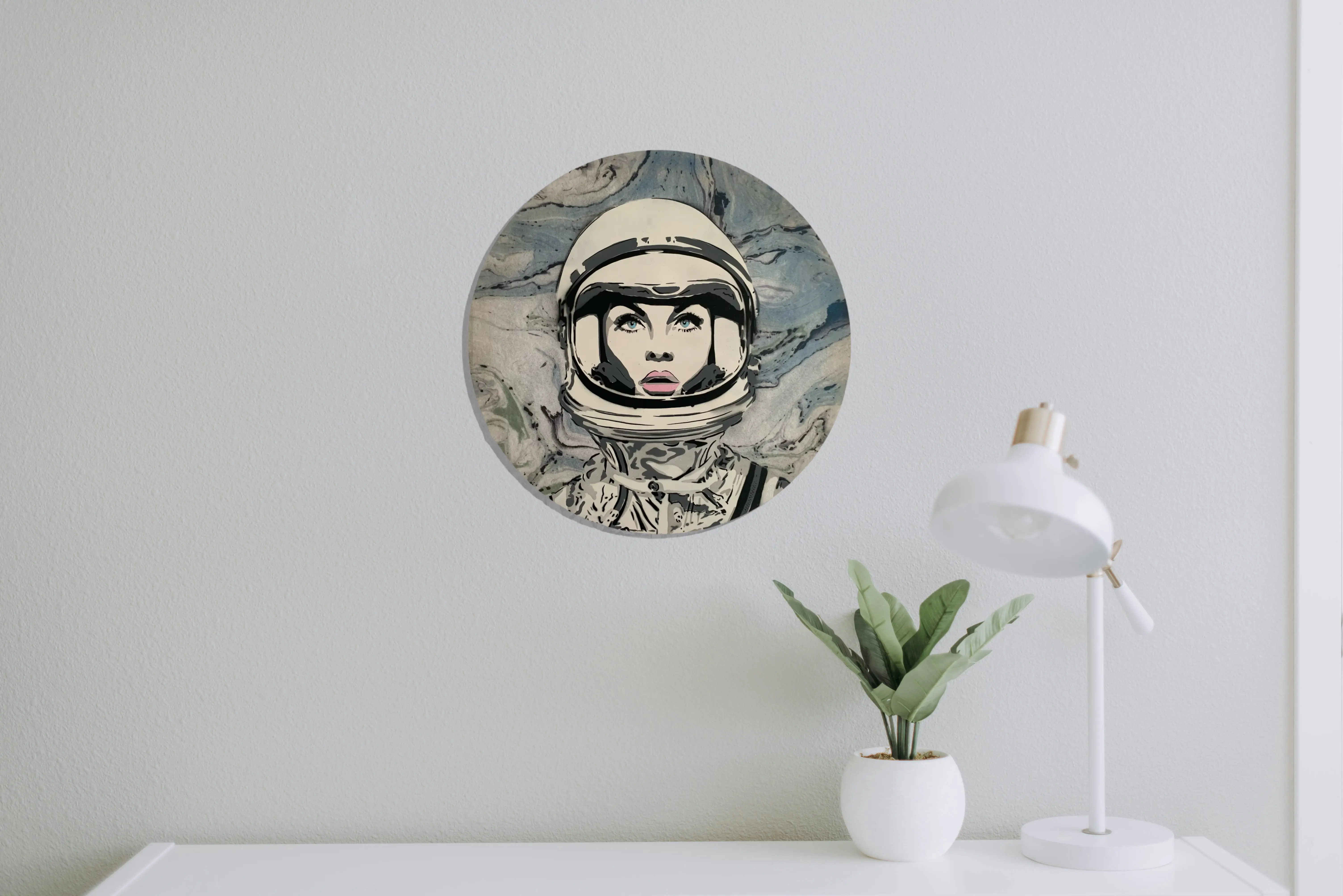 Astro | Round Canvas Wall Art Blue