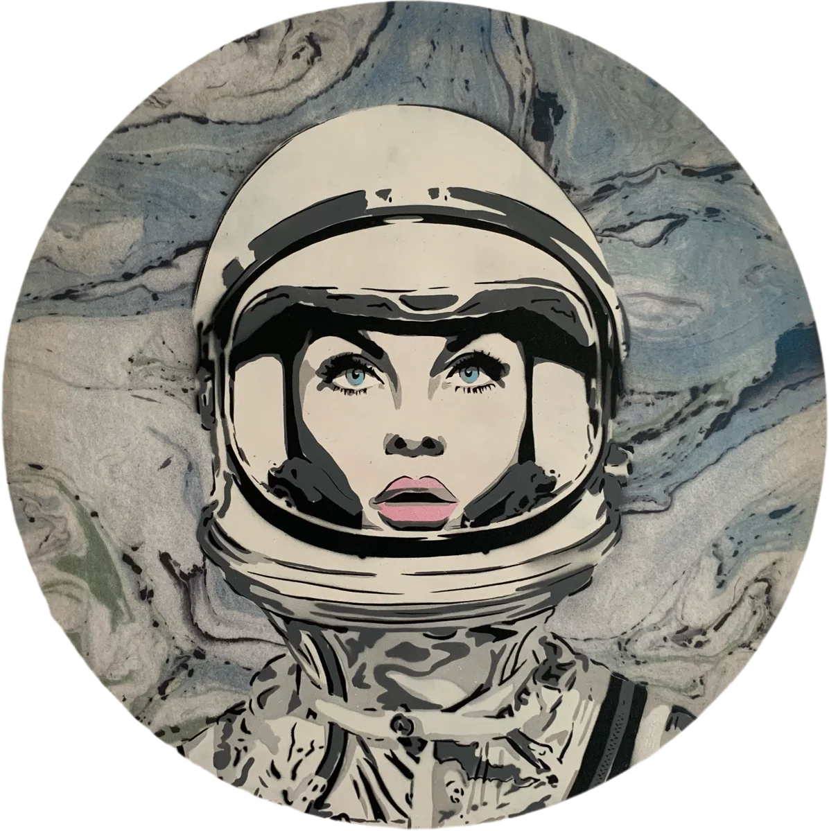 Astro | Round Canvas Wall Art Blue