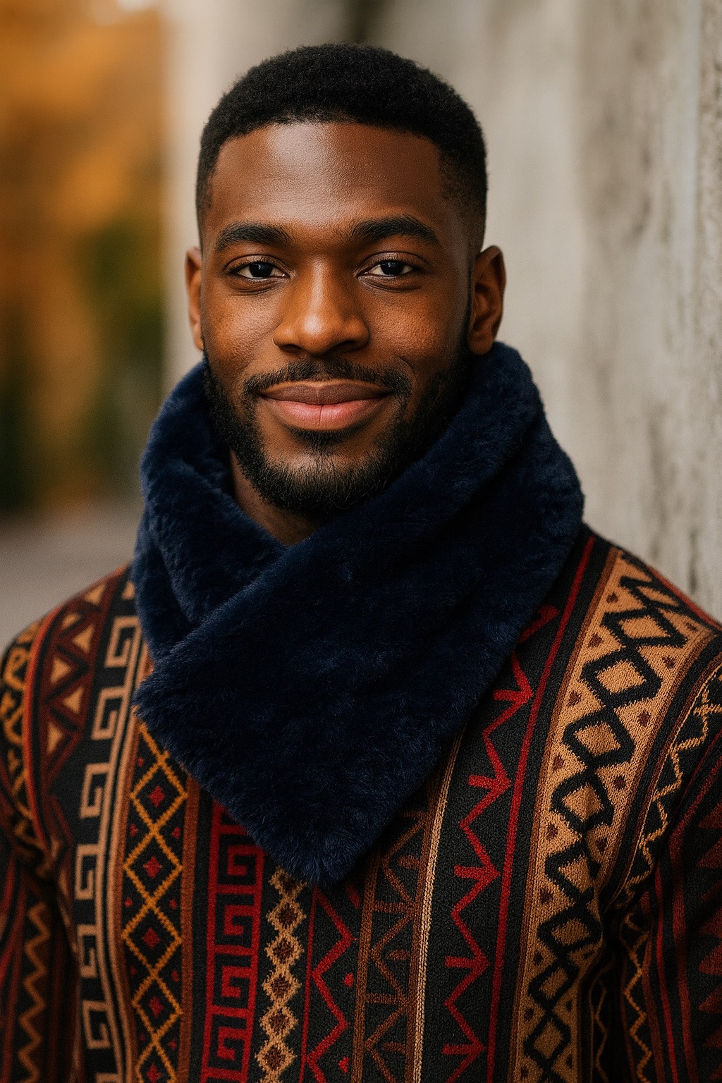 Navy Faux Fur Neck Warmer