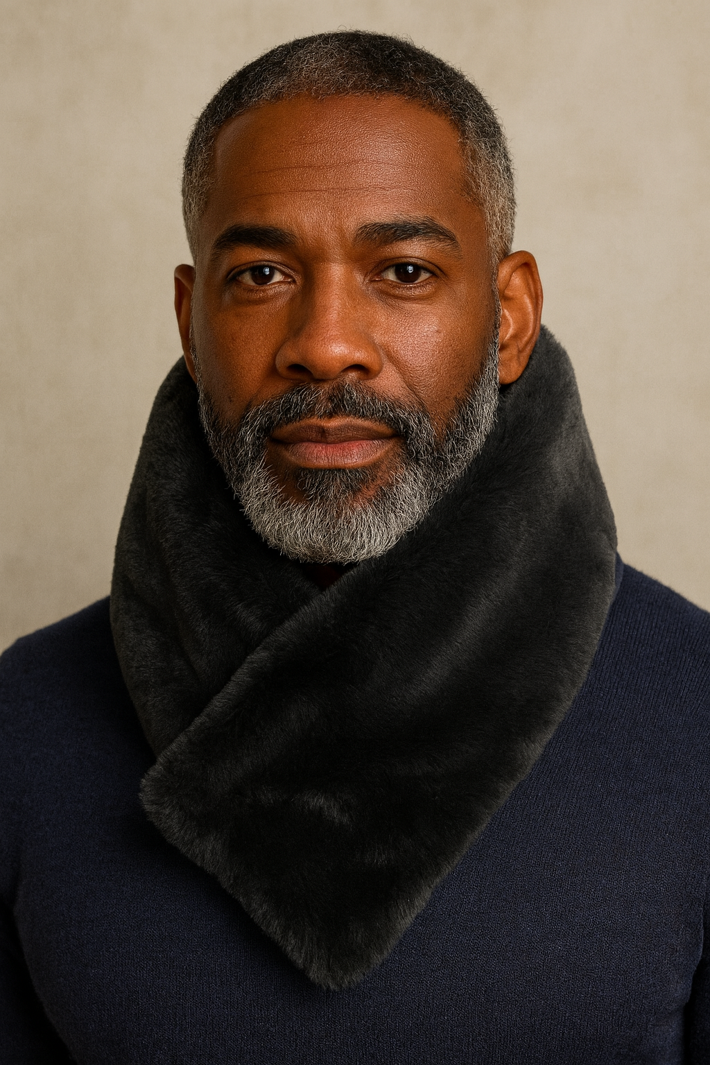 Plush Charcoal Gray Faux Fur Neck Warmer
