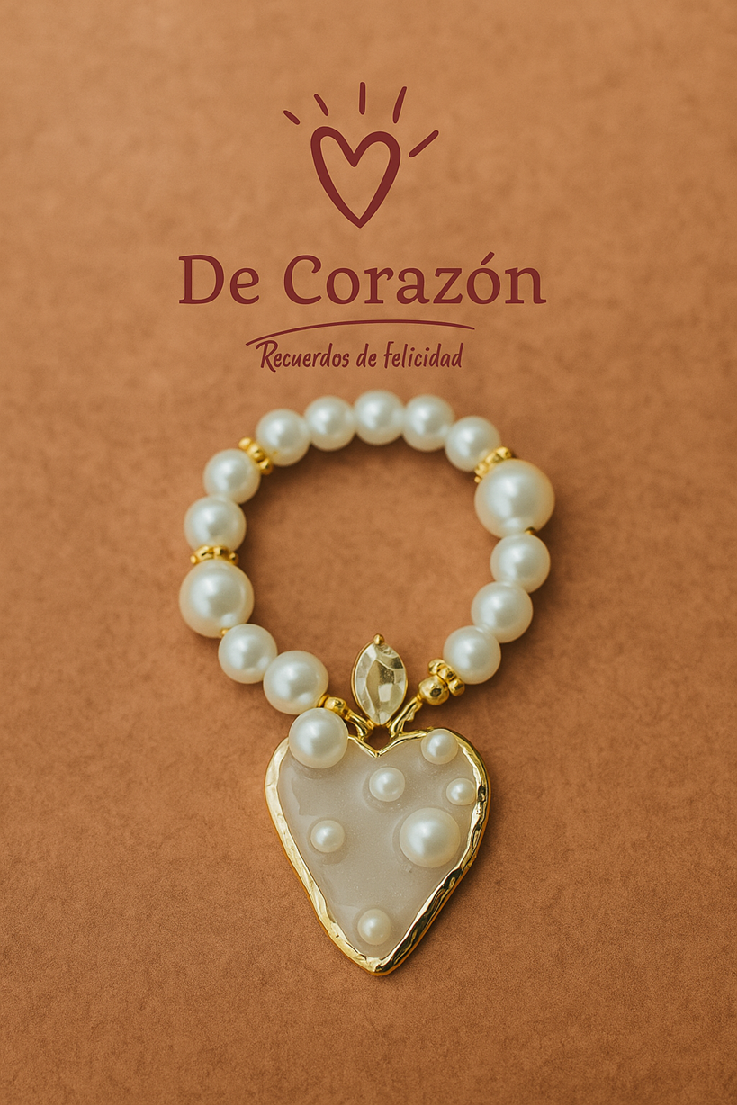 Pulsera corazón de perlas