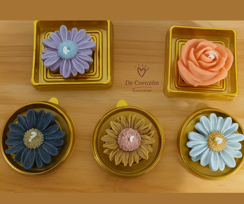 Velas decorativas en forma de flor
