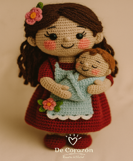 Muñeca Amigurumi Mamá e Hijo