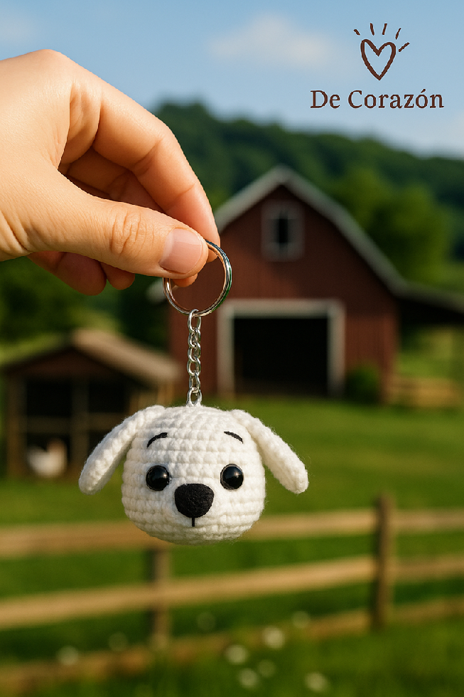 Llavero de perrito tejido