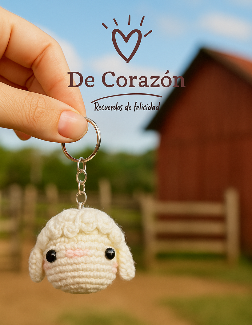 Llavero de ovejita tejido
