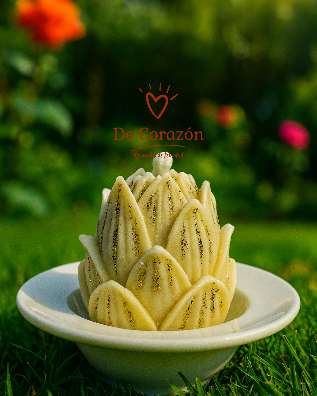 Vela artesanal en forma de flor