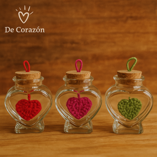 Frascos de vidrio en forma de corazón con aroma