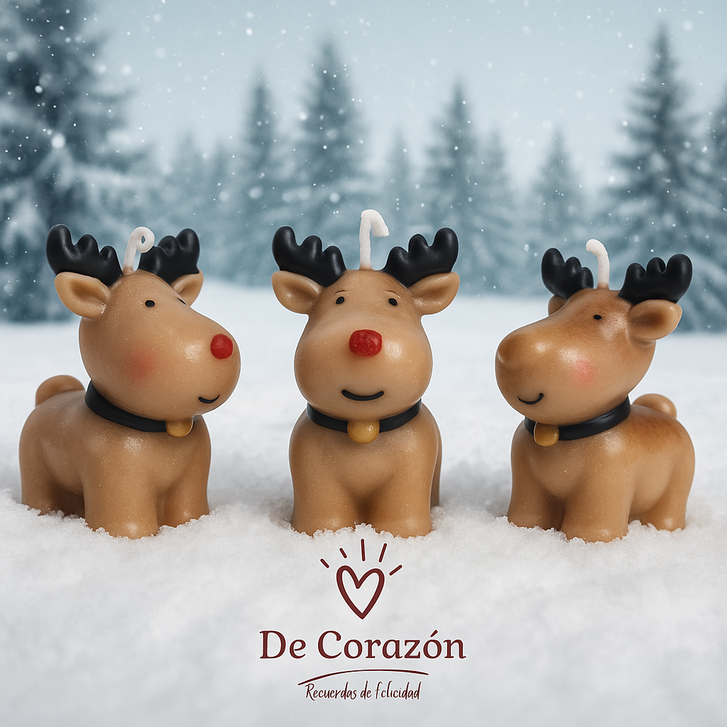 Velas de reno navideñas