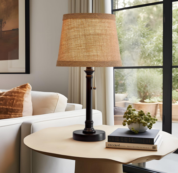 19.5" Small Table Lamp for Bedroom - Bedside Lamps for Nightstand, Black Table Lamp for Living Room with Fabric Shade, Desk Reading Lamp for Kids Room Living Room Office Dorm
