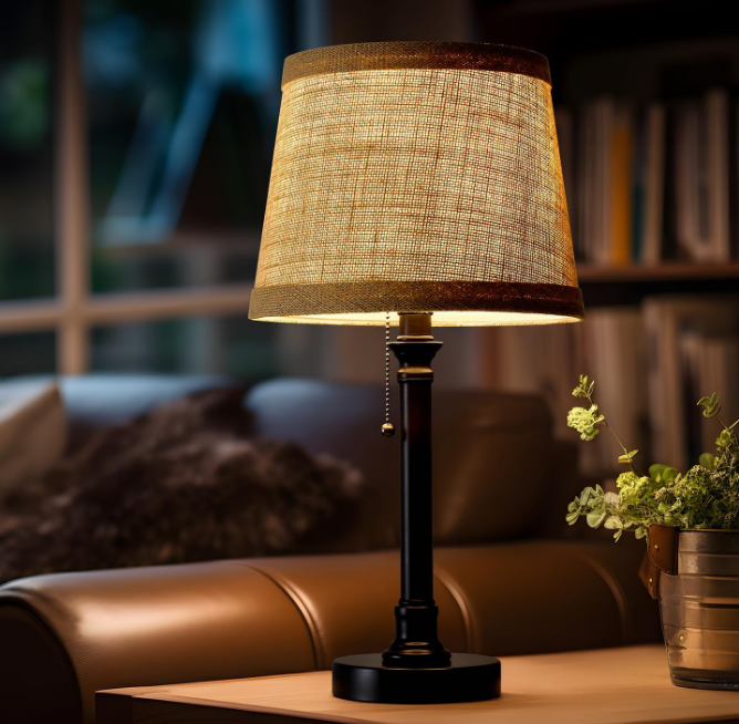 19.5" Small Table Lamp for Bedroom - Bedside Lamps for Nightstand, Black Table Lamp for Living Room with Fabric Shade, Desk Reading Lamp for Kids Room Living Room Office Dorm