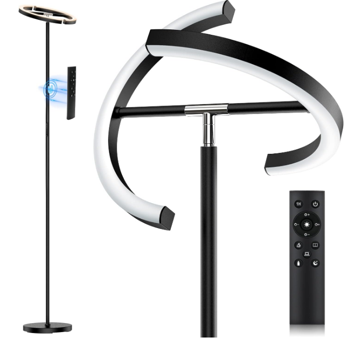 Floor Lamps for Living Room,SIBRILLE Modern Stepless Dimmable Standing Lamp 3000-6000K,22W LED Rotatable Reading Standing Light,Touch&Remote Control Uplighter Floor Lamp for Living Room Bedroom Office