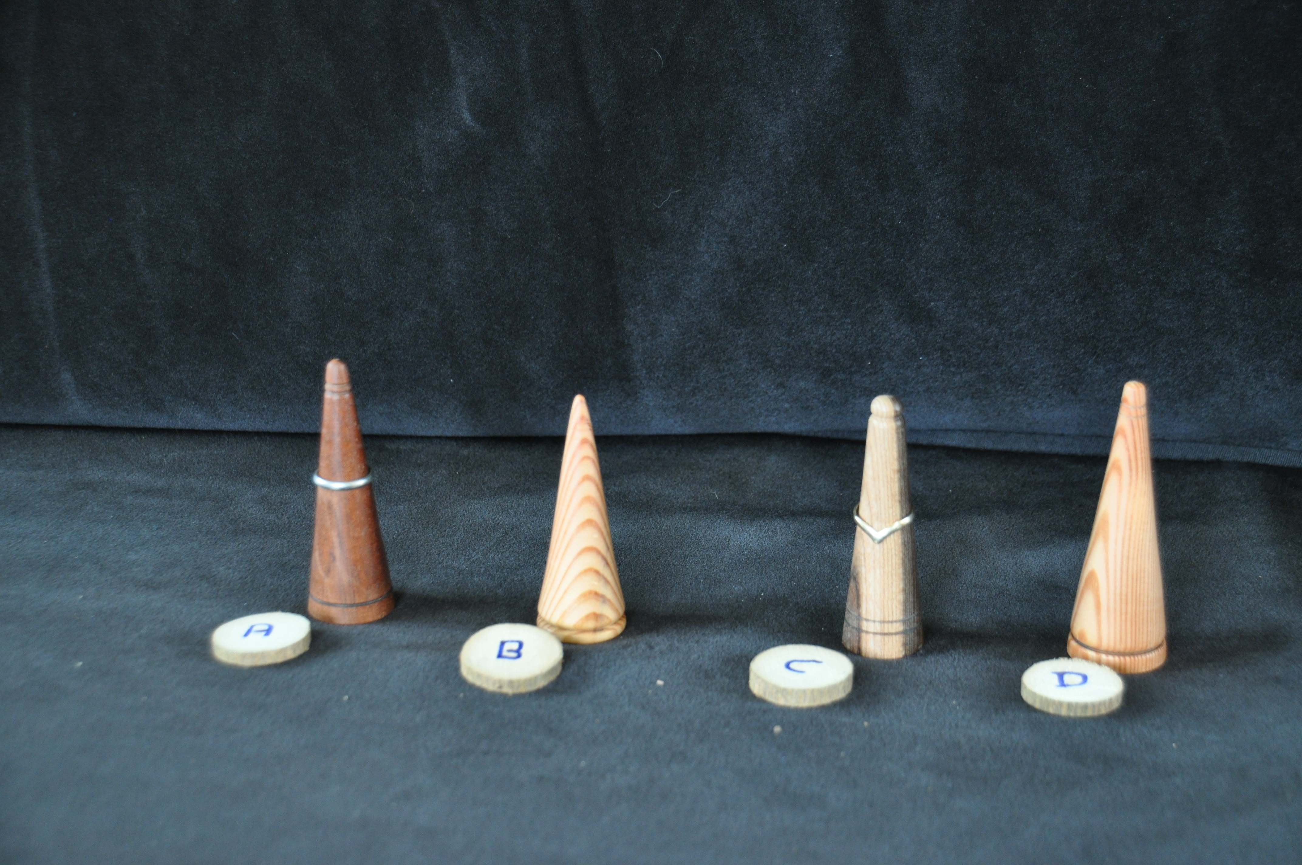Handmade wooden turned cone ring holders