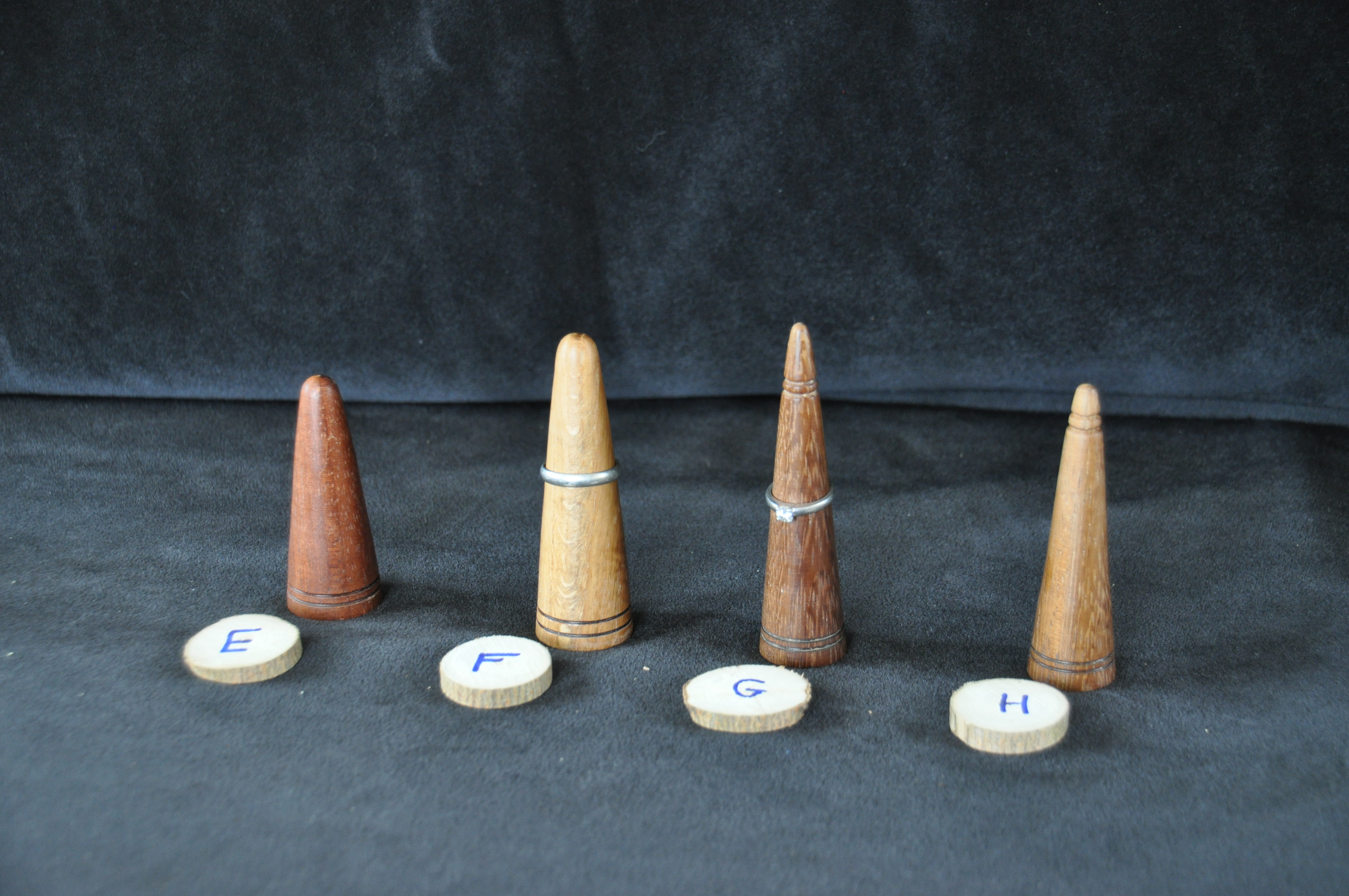 Handmade wooden turned cone ring holders