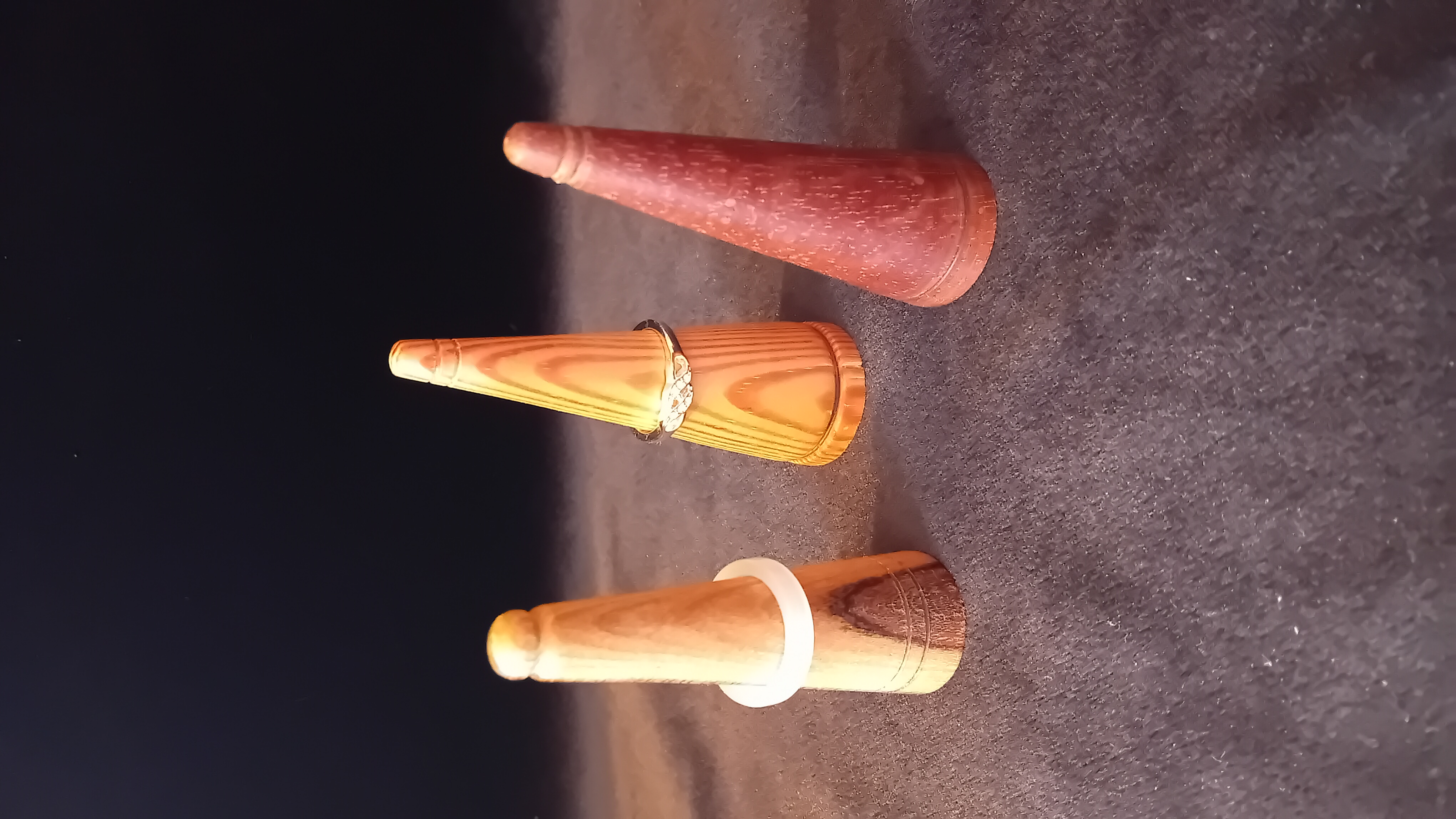 Handmade wooden turned cone ring holders