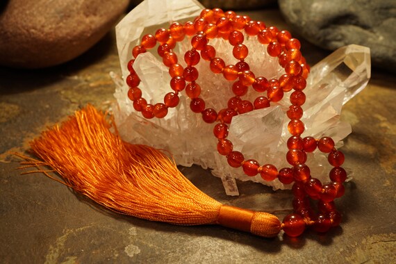 Orange Jade Mala