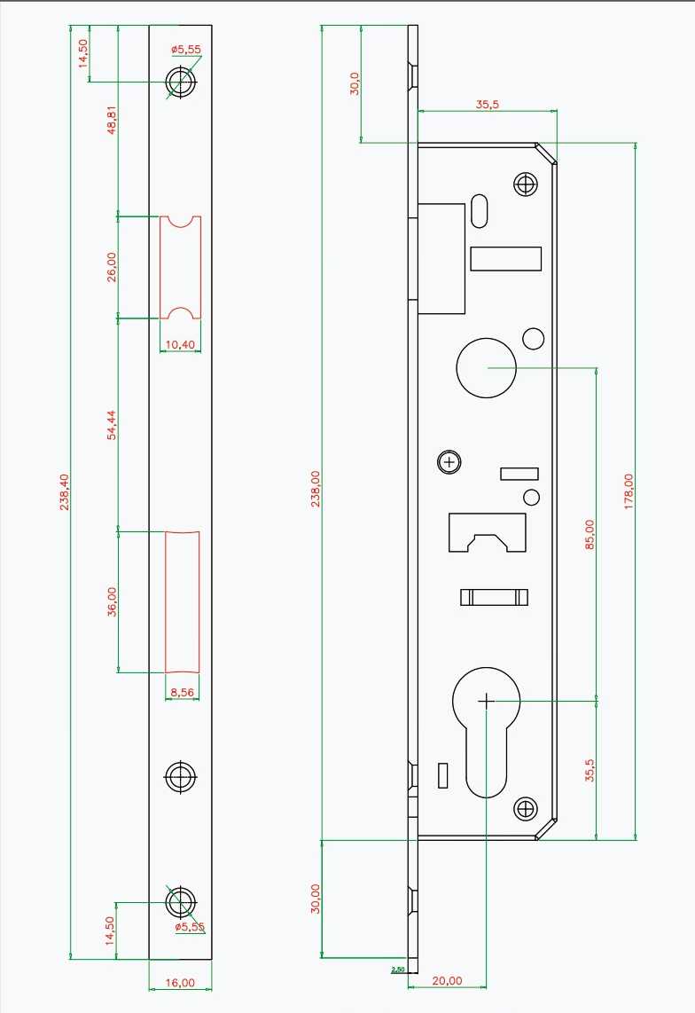 MORTISE LOCK BODY 20*85 MM