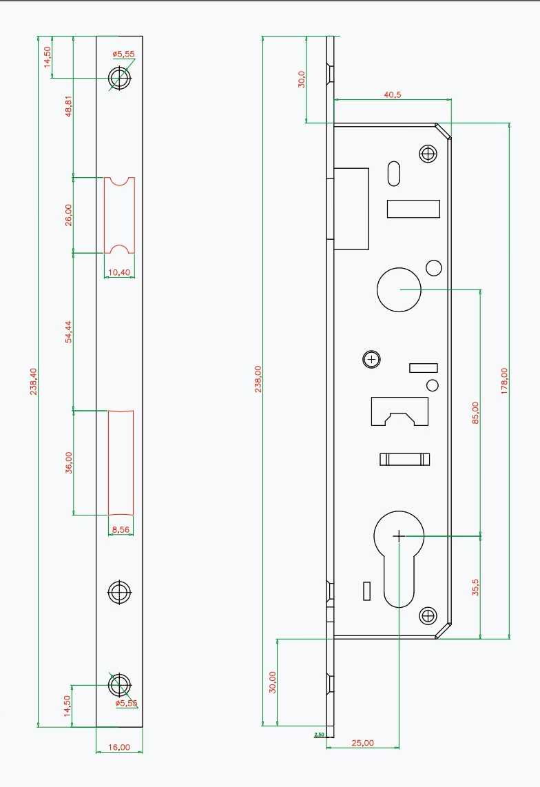 MORTISE LOCK BODY 25*85 MM