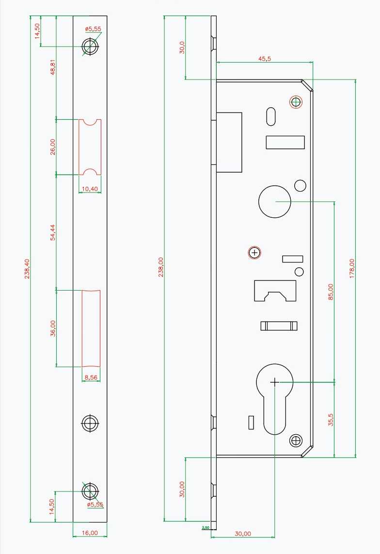 MORTISE LOCK BODY 30*85MM