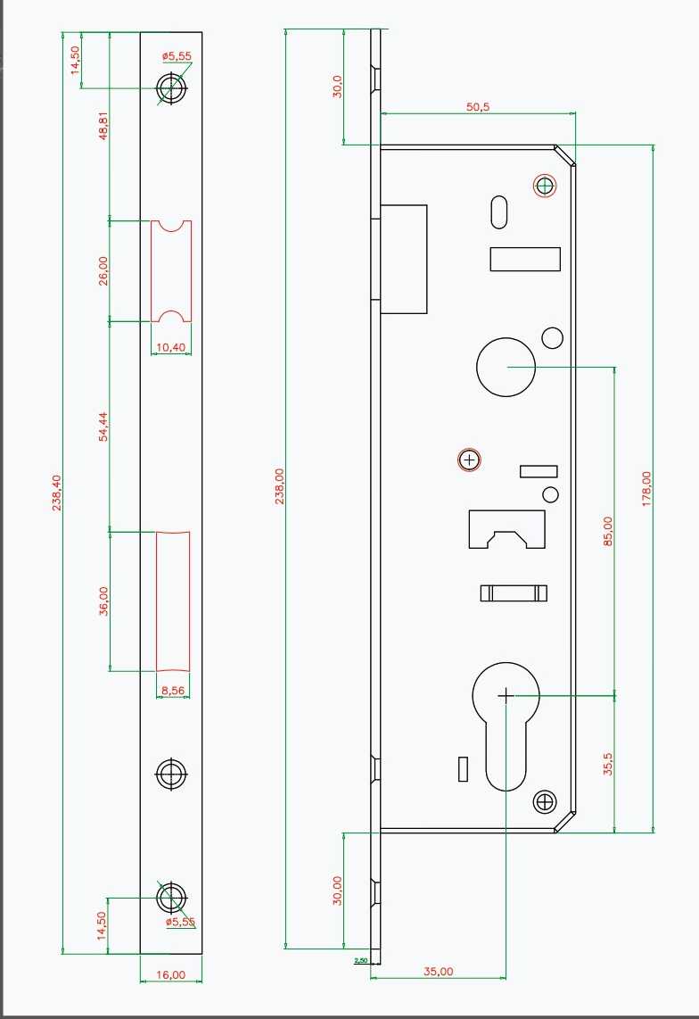 MORTISE LOCK BODY 35*85 MM